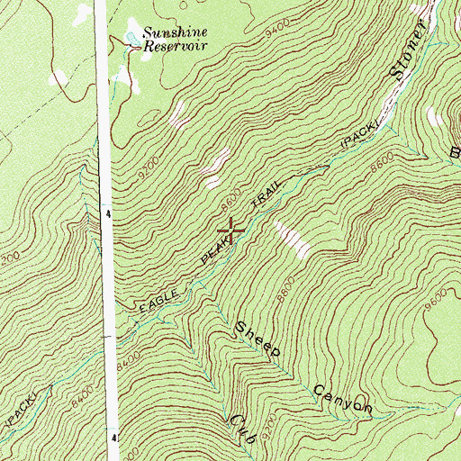 Topographic Map of Eagle Peak Trail, CO