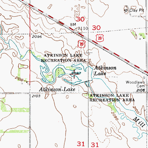 Topographic Map of Atkinson Lake, NE