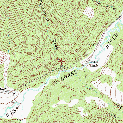 Topographic Map of Johnny Bull Creek, CO
