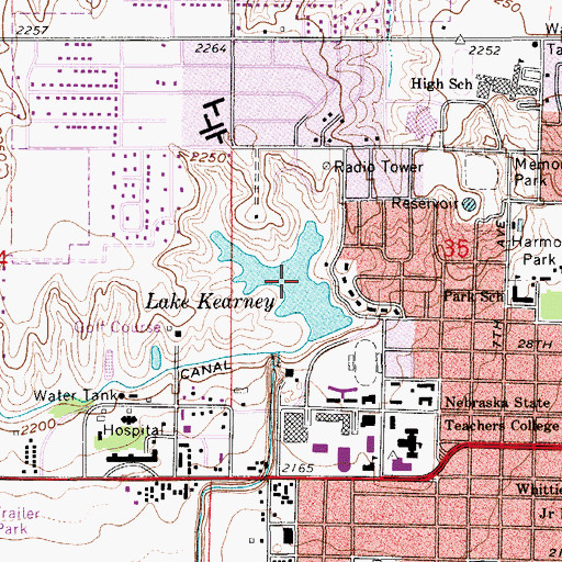 Topographic Map of Kearney Reservoir, NE