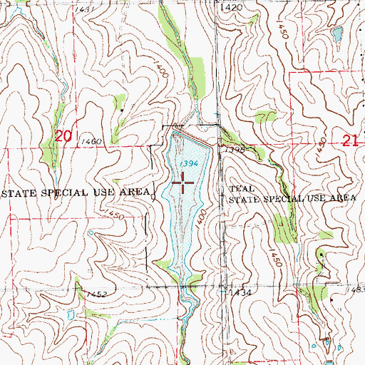 Topographic Map of Teal Reservoir, NE