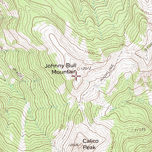 Topographic Map of Johnny Bull Mountain, CO