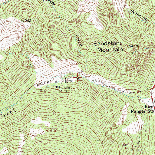 Topographic Map of Papoose Creek, CO
