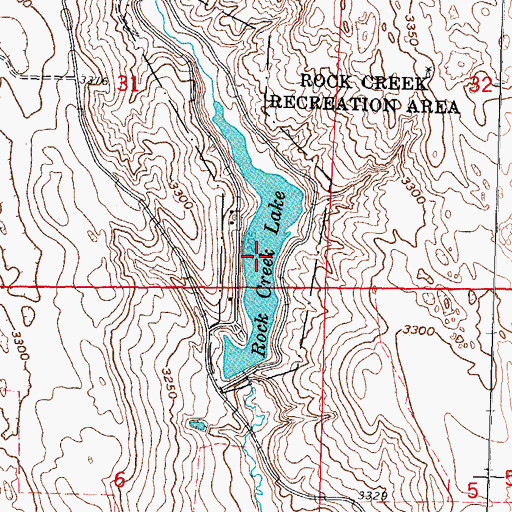 Topographic Map of Rock Creek Lake, NE
