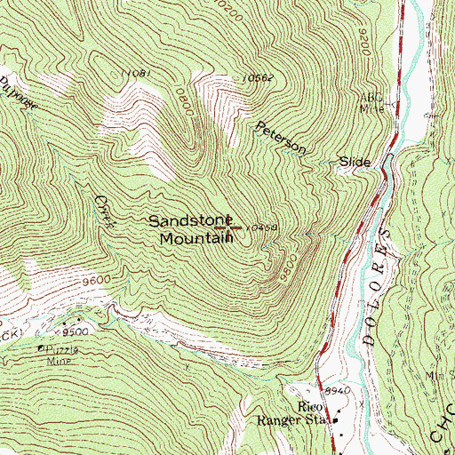 Topographic Map of Sandstone Mountain, CO