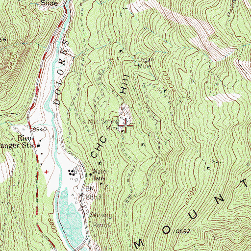 Topographic Map of Mountain Spring Mine, CO