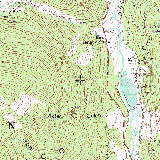 Topographic Map of Sambo Mine, CO