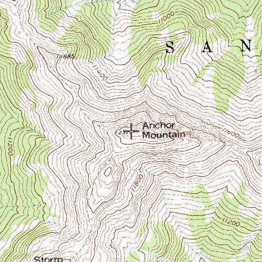 Topographic Map of Anchor Mountain, CO