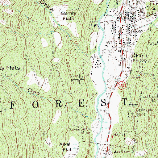 Topographic Map of Jones Mine, CO