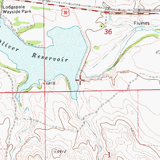 Topographic Map of Oliver Reservoir, NE