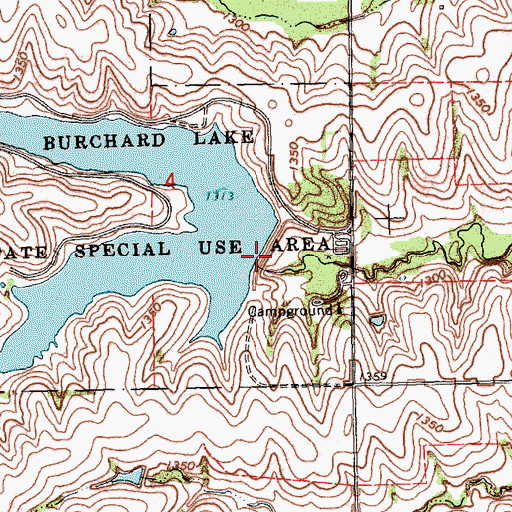 Topographic Map of Burchard Lake Dam, NE