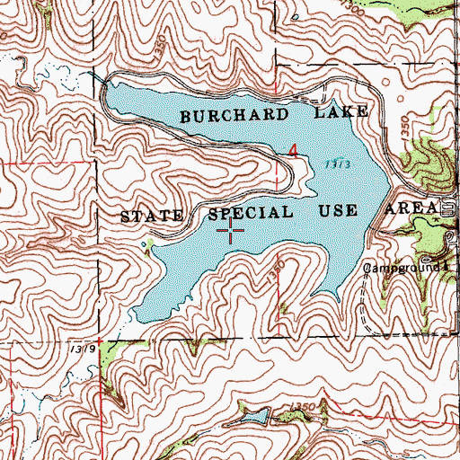 Topographic Map of Burchard Lake, NE