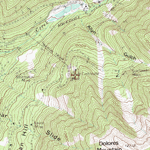 Topographic Map of Union Carbide Mine, CO