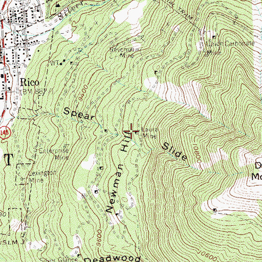 Topographic Map of Laura Mine, CO