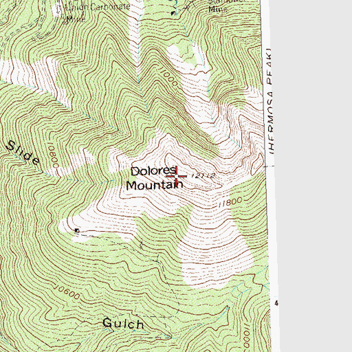 Topographic Map of Dolores Mountain, CO