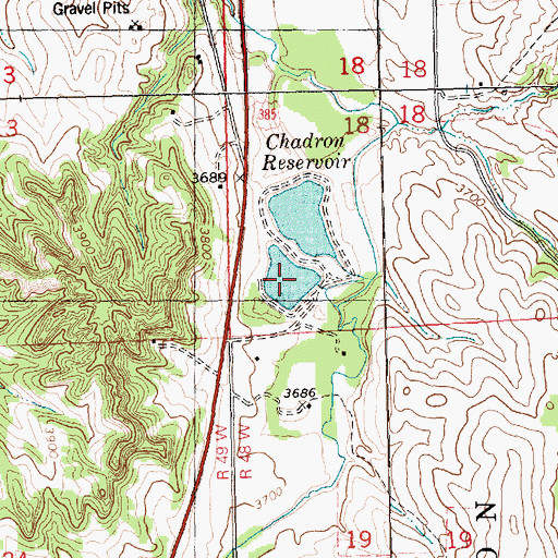 Topographic Map of Chadron Reservoir Number 2, NE