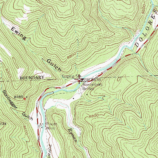 Topographic Map of Montelores Bridge, CO