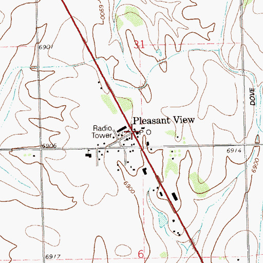 Topographic Map of Pleasant View, CO