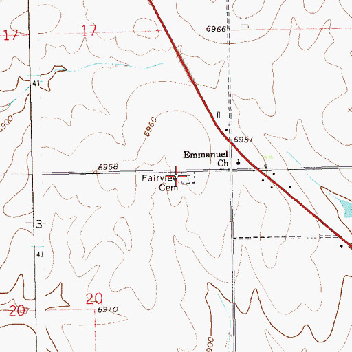 Topographic Map of Fairview Cemetery, CO