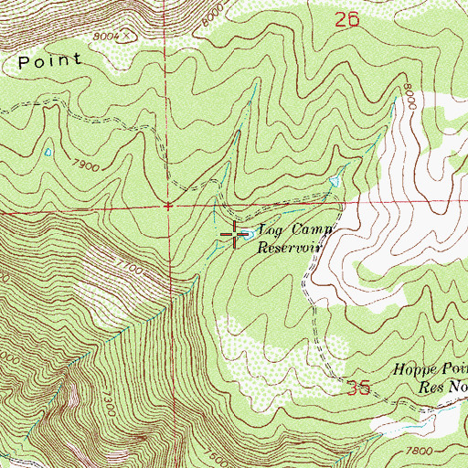Topographic Map of Log Camp Reservoir, CO