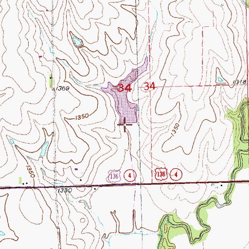 Topographic Map of Cedar Creek Dam 9-D, NE