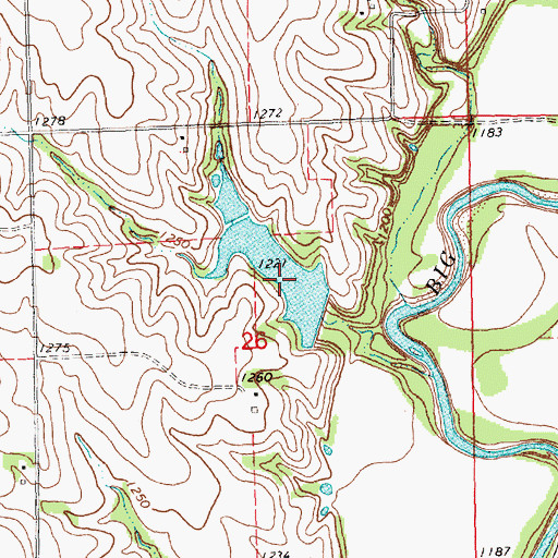 Topographic Map of Warford Reservoir, NE