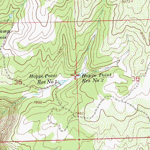 Topographic Map of Hoppe Point Reservoir Number 2, CO