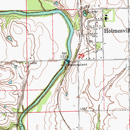 Topographic Map of Holmesville Power Plant Dam, NE
