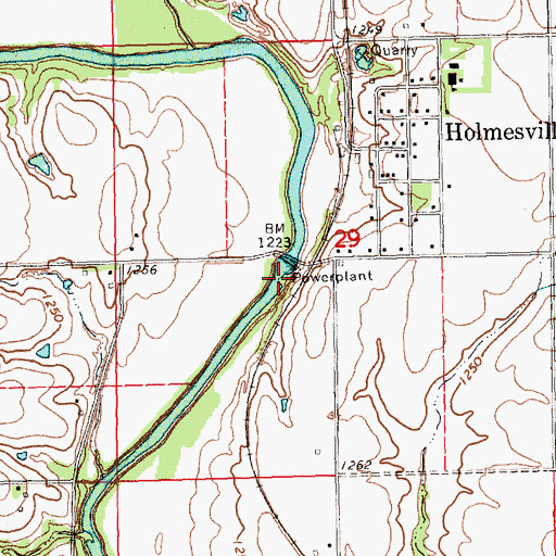 Topographic Map of Holmesville Power Plant Reservoir, NE