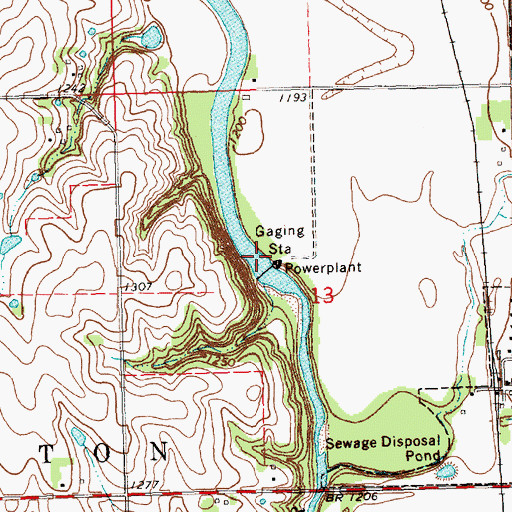Topographic Map of Barneston Power Plant Dam, NE