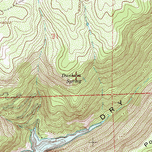 Topographic Map of Dunham Spring, CO