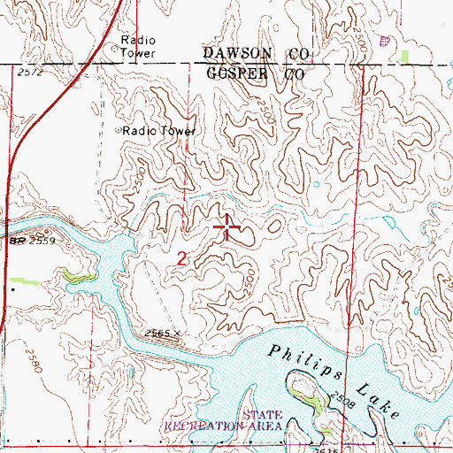 Topographic Map of Earth Dam-Canal Mile 689 Dam, NE