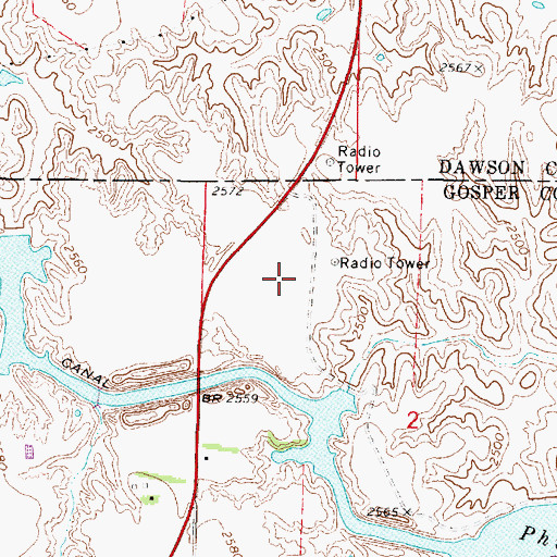 Topographic Map of Earth Dam-Canal Mile 681 Dam, NE