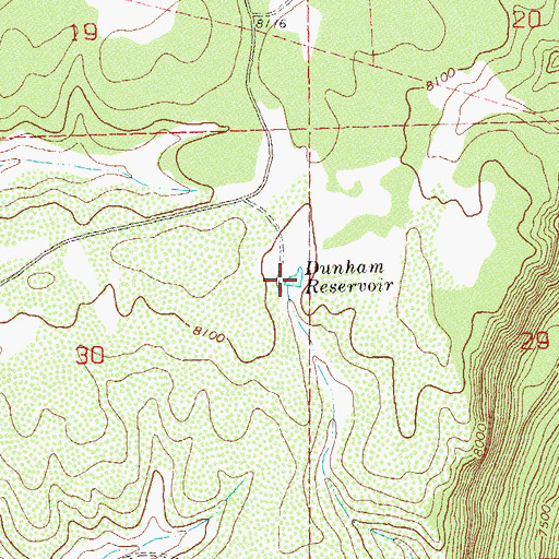 Topographic Map of Dunham Reservoir, CO