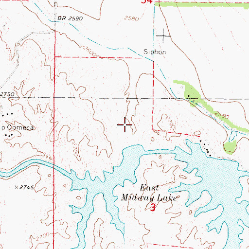 Topographic Map of Earth Dam-Canal Mile 505 Dam, NE