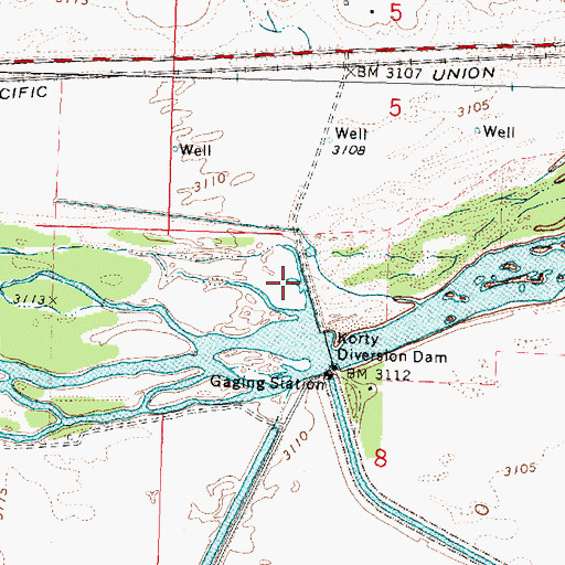 Topographic Map of Platte Valley Diversion Dam, NE