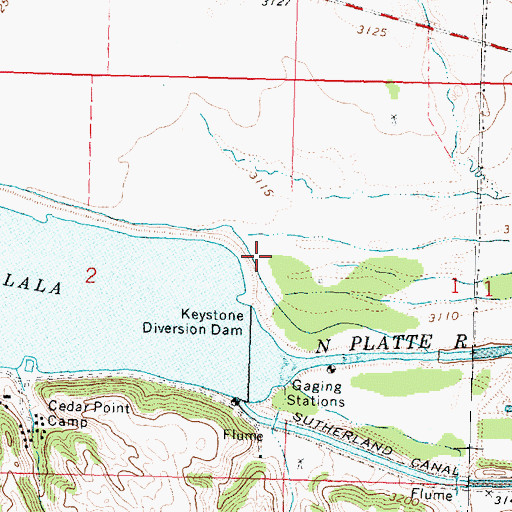 Topographic Map of Keystone Pond-Lake Ogallala, NE
