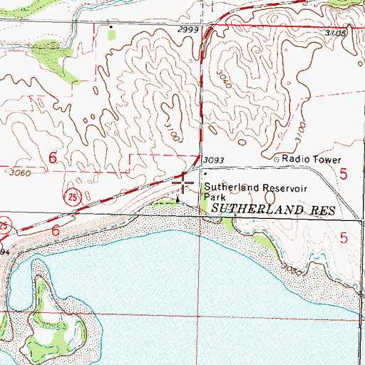 Topographic Map of Sutherland Dam, NE