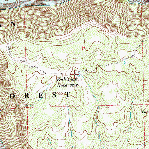 Topographic Map of Kuhlman Reservoir, CO