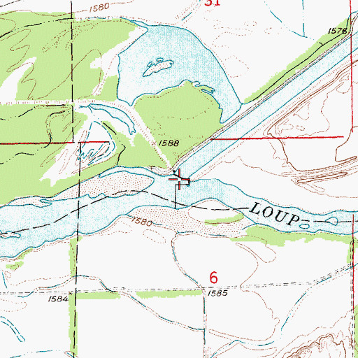 Topographic Map of Loup Diversion Dam, NE