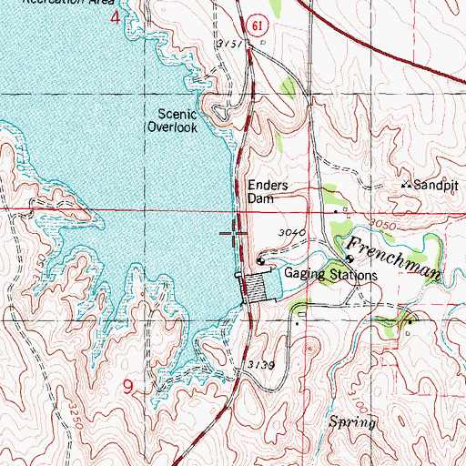 Topographic Map of Enders Reservoir, NE