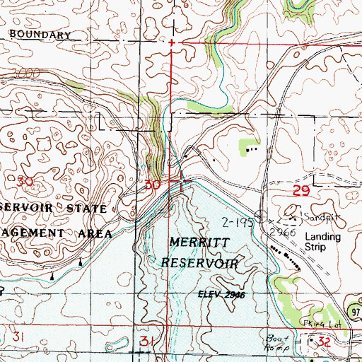 Topographic Map of Merritt Dam, NE