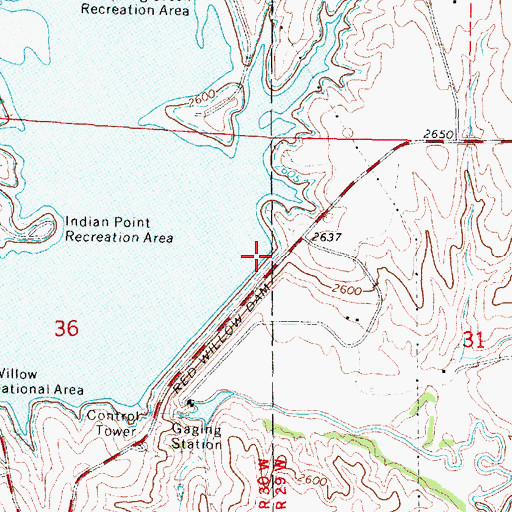 Topographic Map of Red Willow Dam, NE