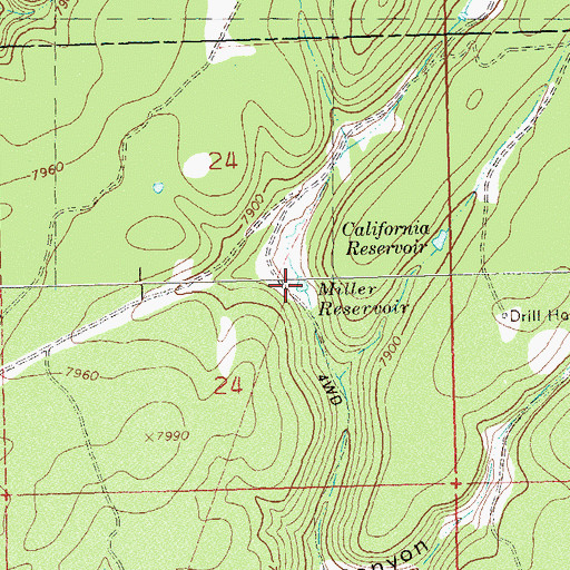 Topographic Map of Miller Reservoir, CO