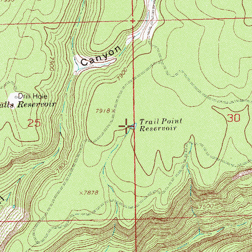 Topographic Map of Trail Point Reservoir, CO