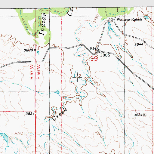 Topographic Map of Hay Creek Wallace Reservoir, NE