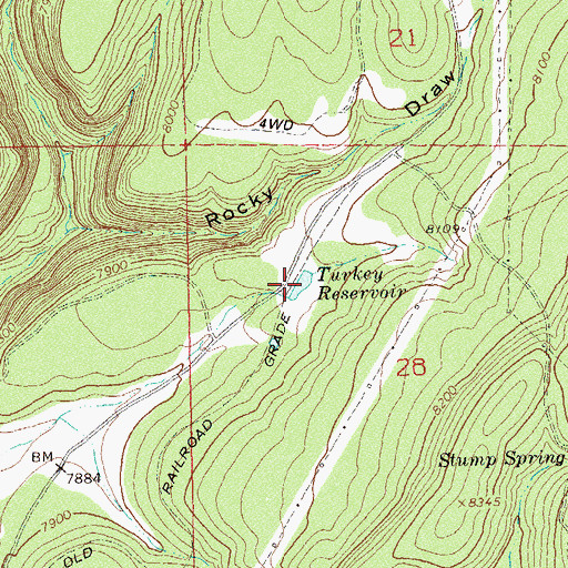 Topographic Map of Turkey Reservoir, CO