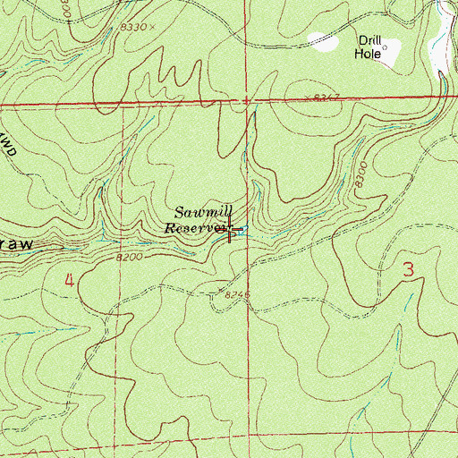 Topographic Map of Sawmill Reservoir, CO