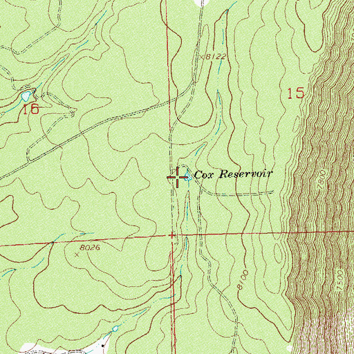 Topographic Map of Cox Reservoir, CO