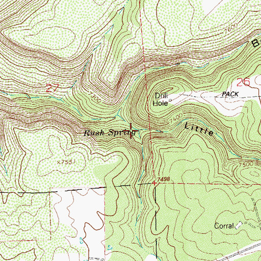 Topographic Map of Rush Spring, CO
